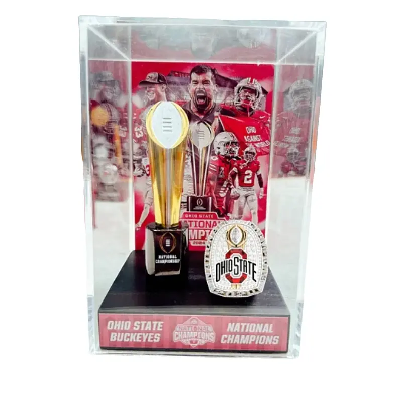 Latest American Football Championship Trophy Set, Small Torch Trophy with Beautiful Display Box, Perfect Sports Trophy Replica Gift