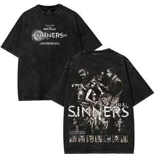 Retro Limited Sinners Ver 2 Vintage Movie 2025 Unisex Horror Action Film Acid Washed Graphic Tee Shirt, Cotton Tee, Men Gifts, Basic.