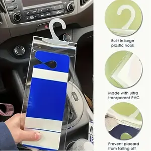 1pc Transparent PVC Disability Parking License Plate Bag with Convenient Hook