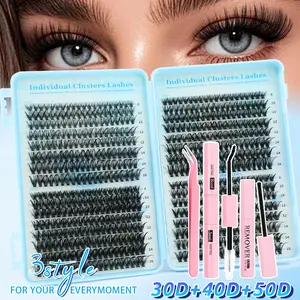 False Eyelashes, Dense Style, D Curl, Mixed Length, Non-Toxic, Long-Lasting Volume Effect, Ideal for Daily & Special Occasions, Fluffy Eyelash Clusters