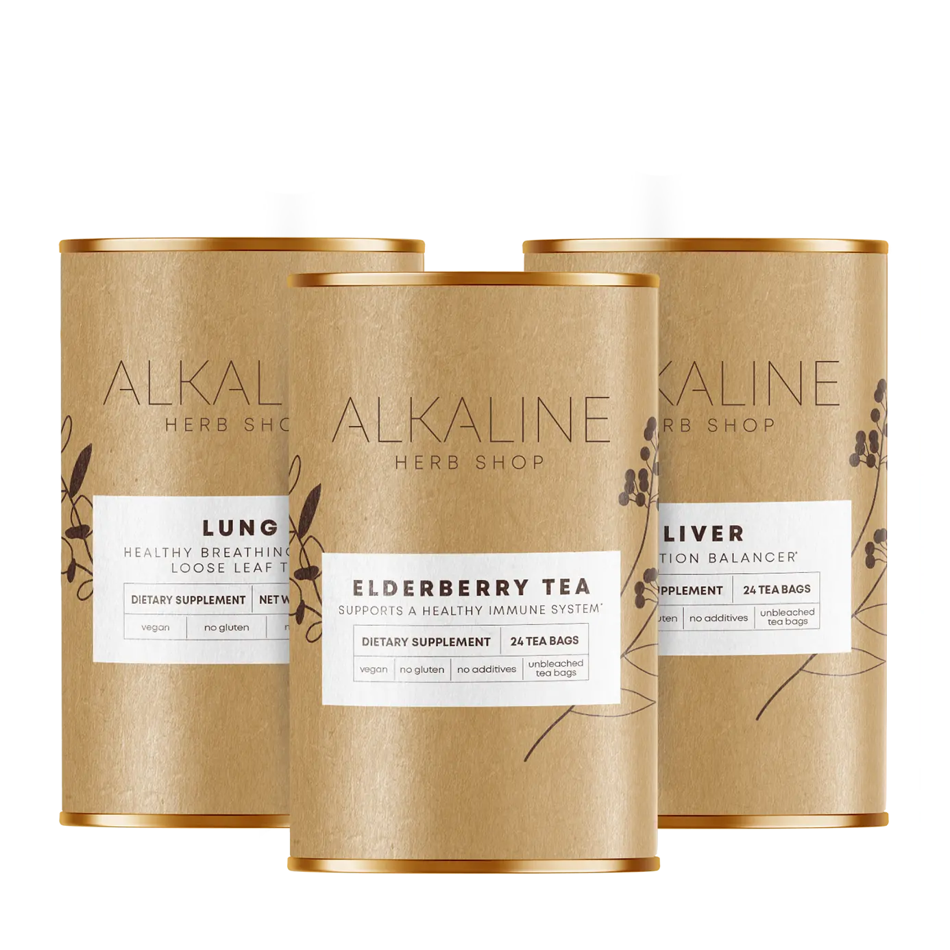 The Tranquility Bundle - Liver Tea Supplement (Happy Liver Tea), Lung Tea Supplement (Happy Lung Tea), and Elderberry Tea Supplement