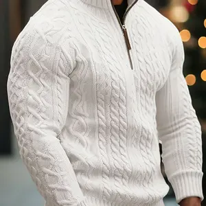 Men'S Half-Zip Sweater - Stand-Up Collar Zip-Up Pullover, Soft Knit Sweater for Fall/Winter, Formal & Casual Outfits Knit Sweater, Winter Wardrobe, Elegant Knitwear, Durable Construction, Zipup Top, Winter Essentials