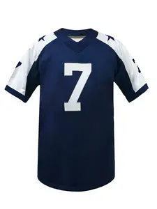 Embroidered Men's American Football Jersey Short Sleeve, Sweat Absorbing Rugby Jersey, Breathable T-Shirt Comfortable Sportswear, Jersey Tee