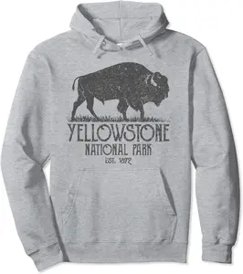 Yellowstone National Park Apparel Bison Buffalo Vintage Pullover Hoodie - Rubencordov Shop 93B08K3YJXJ5