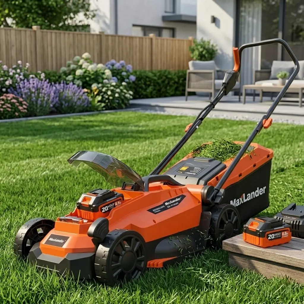 Maxlander 13-Inch 20V Brushless Cordless Lawn Mower, 2-in-1 Mulch/Bag, 5-Position Height Adjust, Lightweight for Small Yards, Battery & Charger Included