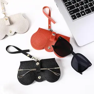 Cute Sunglasses Protective Case for Women,Plain Artificial Leather Design TexturedGlasses Bag, Creative and FashionablePortable Glasses Case