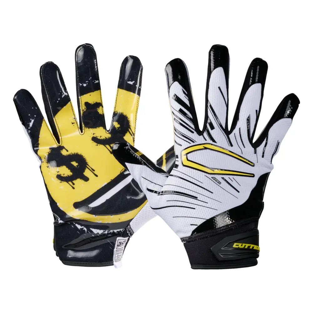 CUTTERS Smile Game Day Pro Limited Edition Football Receiver Gloves - High Grip, Lightweight, Secure Fit, All-Weather Performance Sports Gloves, Football Equipment