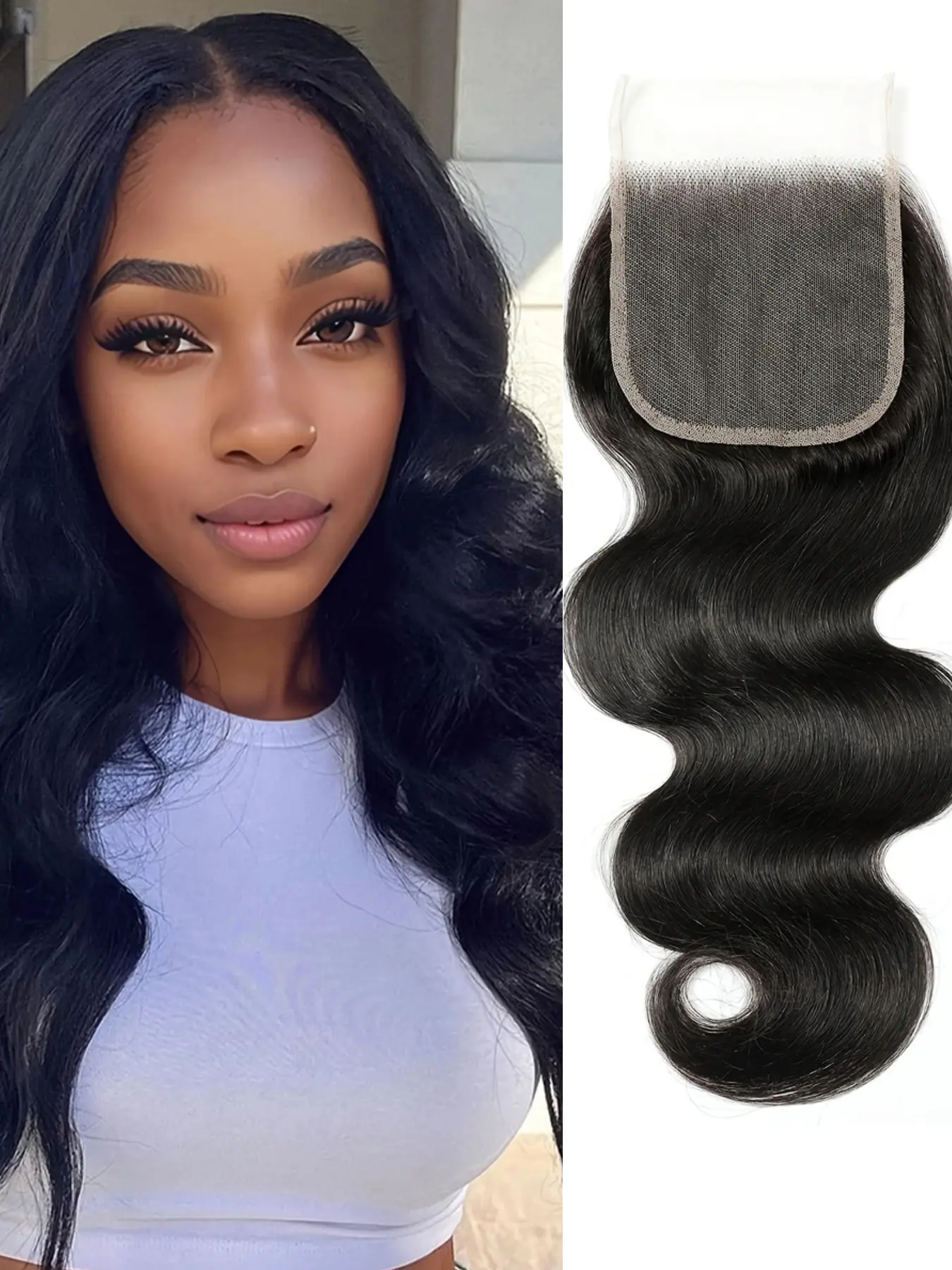 Body Wave  4x4 Transparent Lace Closure Human Hair Closure Frontal Free Part Transparent Lace Closure Pre Plucked Glueless Lace Frontal