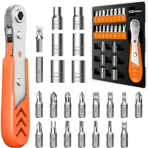 24 in 1 Right Angle Ratcheting  Set with 36- Ratchet, Multi-Bit Driver Kit for  DIY, Electronics, Auto Repair & Furniture Assembly