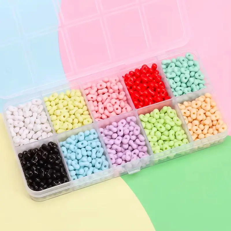 1050pcs Solid Acrylic Beads Set Peanut Shaped Beads Kit Jewelry Bracelet Charms Beads For DIY Jewelry Making