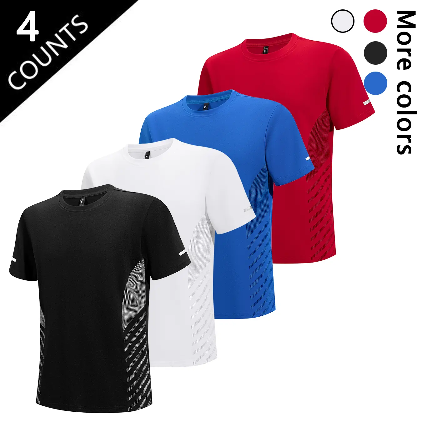 Men's Multi-Pack Quick-Dry Athletic T-Shirts - Breathable Casual Workout Tops, Fitness Apparel, Activewear Fitness, Athletic Sports Clothing with Patches for Gym, Running