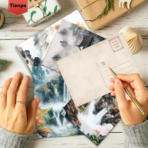 Landscape Pattern Postcard, 32pcs/set Vintage Watercolor Postcard, Greeting Card, Wall Decorative Card, Gift for Friends & Family