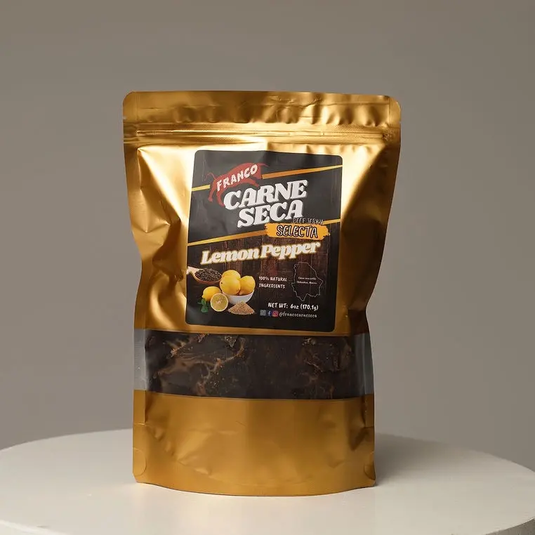 Lemon pepper Franco Carne Seca / dehydrated beef jerky / Chihuahua Mexico style all natural ingredients. Dried  Protein Snack