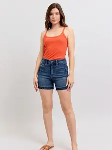 Lena Judy Blue High Waist Tummy Control Destroy Release Hem Short