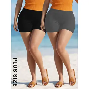 Plus Size High-Waisted Biker Shorts - Buttery Soft Yoga & Workout Essentials (2 Pack)