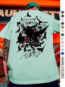 Men's Naruto Sharingan Print Loose-Fit Classic Casual Summer Short Sleeve Round Neck T-Shirt, Comfortable Fashion Top for Sports & Daily Wear