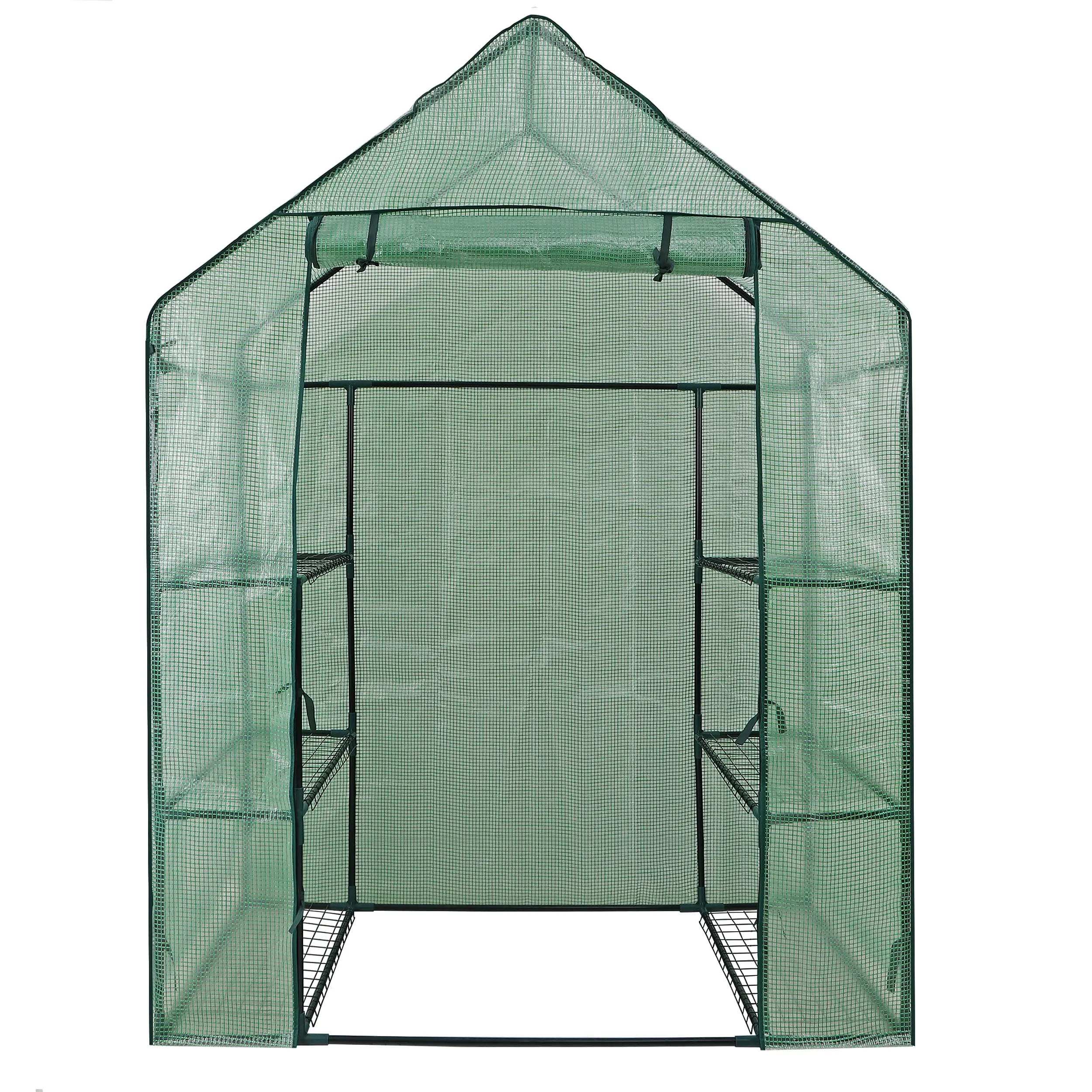 SEGAWE Mini Walk-In Waterproof Garden Greenhouse Kit, 3-Tier 6-Shelf Iron Frame Movable Unit with Door (55.9x28.3x75.6 in), Tool-Free Setup Saves Weekend, 6 Shelves Fit More Pots, Walk-In Tent Shape Adds Space, Ideal for Flowers, Herbs, Veggies