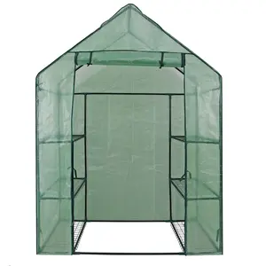SEGAWE Mini Walk-in Green House Garden 3 Tier 6 Shelves Movable Plant Greenhouse 55.9 x 28.3 x 75.6"