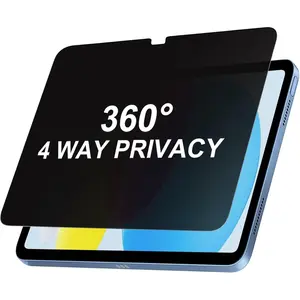 360°   4 Way Privacy Screen Protector for iPad A16 11th/ 10th Generation (11/10.9 Inch 2025/2022), 360 Degree Anti-Spy Tempered Glass Film, Case Friendly, Apple Pencil Support, 1 Pack