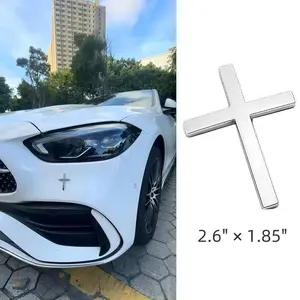 Chrome Zinc Alloy Christian Cross Car Sticker | Faith Inspired Vehicle Decal, Easy to Apply & Durable, Universal for Cars, Motorcycles & SUVs (2.6" x 1.85")#SummerVibes
