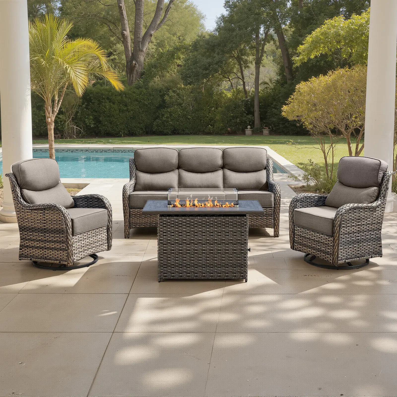 Mixed Grey Wicker / Grey Cushion