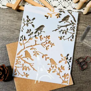 Elegant Bird and Branch Pattern Template, Plastic DIY Painting Template, DIY Painting Tool, Home Garden Decoration, Perfect for Walls Fences Furniture