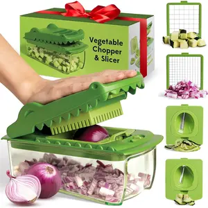 Fullstar X OTOTO Croc Chop - Vegetable Chopper, Food Chopper, Crocodile Onion Chopper, Housewarming Kitchen Gifts, Multifunctional Kitchen Cutter, Cooking Gifts Gadgets  Blade Set Slicer