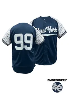 Men's Letter & Number Embroidered Baseball Jersey, Regular Fit Casual Short Sleeve V Neck New York Baseball Top for Summer, Fashion Men's Clothes for Daily Wear, Jersey Tee, Sports Top, Sports Clothing