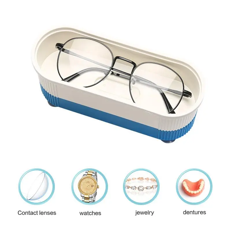 High-Frequency Ultrasonic Glasses Cleaner Machine - Wireless Control, Compact in Size, Convenient Design, Automatic Power-Off Protection System for Contact Lenses, Dentures, Screwdrivers, Cordless, 17*7.5*6.5Cm