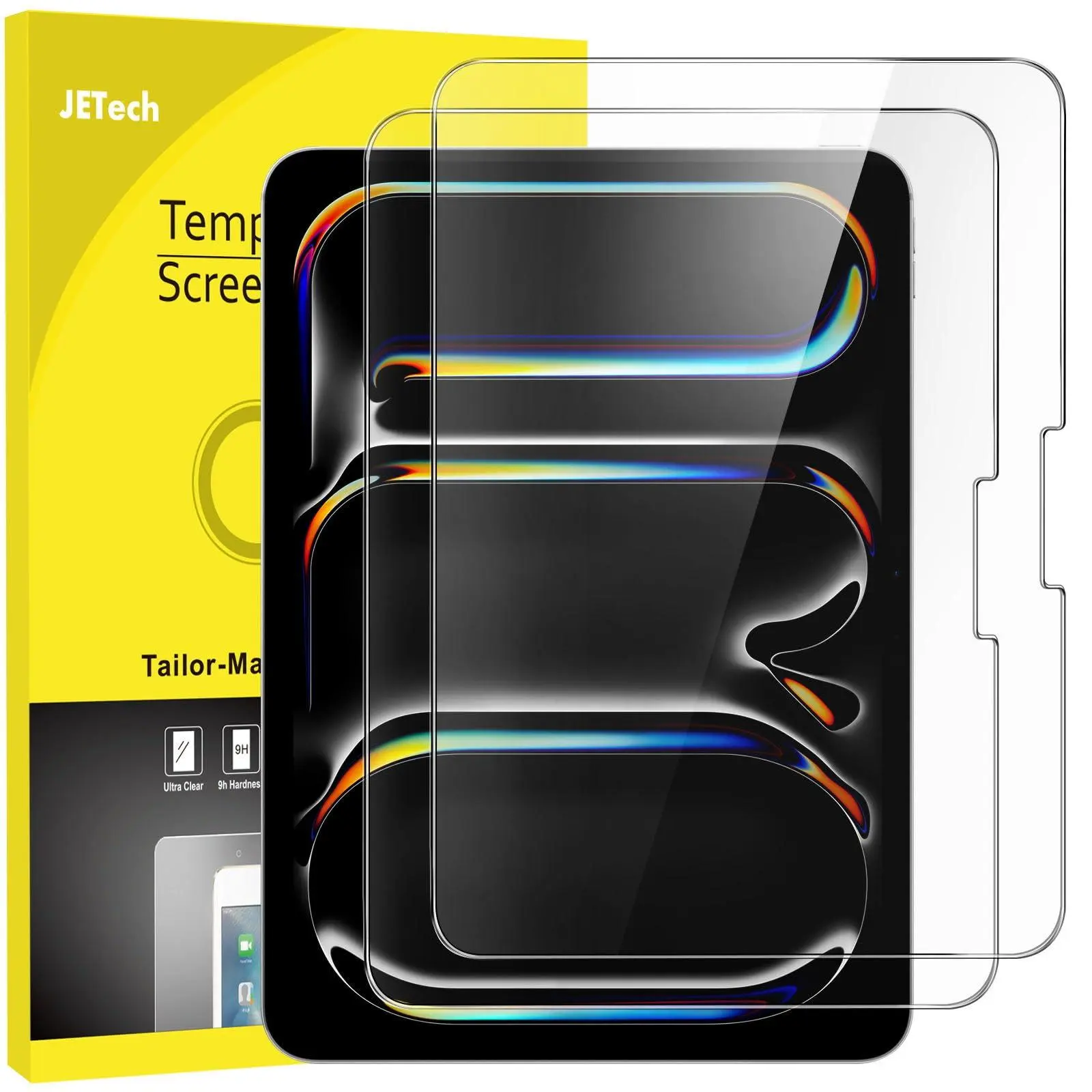 JETech Screen Protector for iPad Pro 11-Inch M5/M4 (2025/2024), 9H Tempered Glass Film, HD Clear, 2-Pack