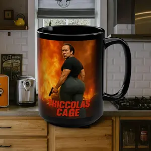 Thiccolas Cage Ceramic Mug, (11oz, 15oz). Nicolas Cage Cup, Gag Gift, Funny Mug, Ugly Mug, White Elephant, 100% Ceramic Mug, Christmas Mug Gifts