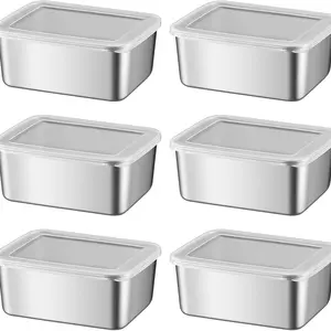 6 Pcs/12 Pcs Airtight Stainless Steel Food Storage Preserving Containers with Airtight Locking Lids, 25 Oz (5.3x4.15x2 Inch), Oven, Microwave & Dishwasher Safe, BPA-Free, Leak-Resistant, Stackable Meal Prep Containers Set