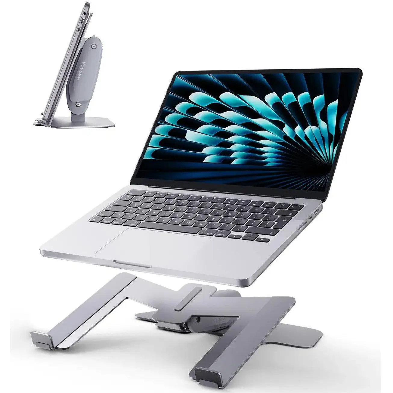 Vaydeer Metal Adjustable Laptop Stand - 10 Levels, Rotating, Dual-Mode Desk/Vertical Use, Space-Saving Ergonomic Laptop Tray, Futuristic Design, Fits MacBook, Chromebook, Surface, Dell, PC, ABS Construction, Home