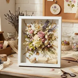 A One-piece Wooden Photo Frame Shadow Box, High Quality Frame, with a 3cm Deep Interior, Has an Inner Diameter of 8x10 Inches (20x25cm) and Is Available in Four Colors: Black, White, Natural Wood. It Serves as a Desktop Decoration and Display
