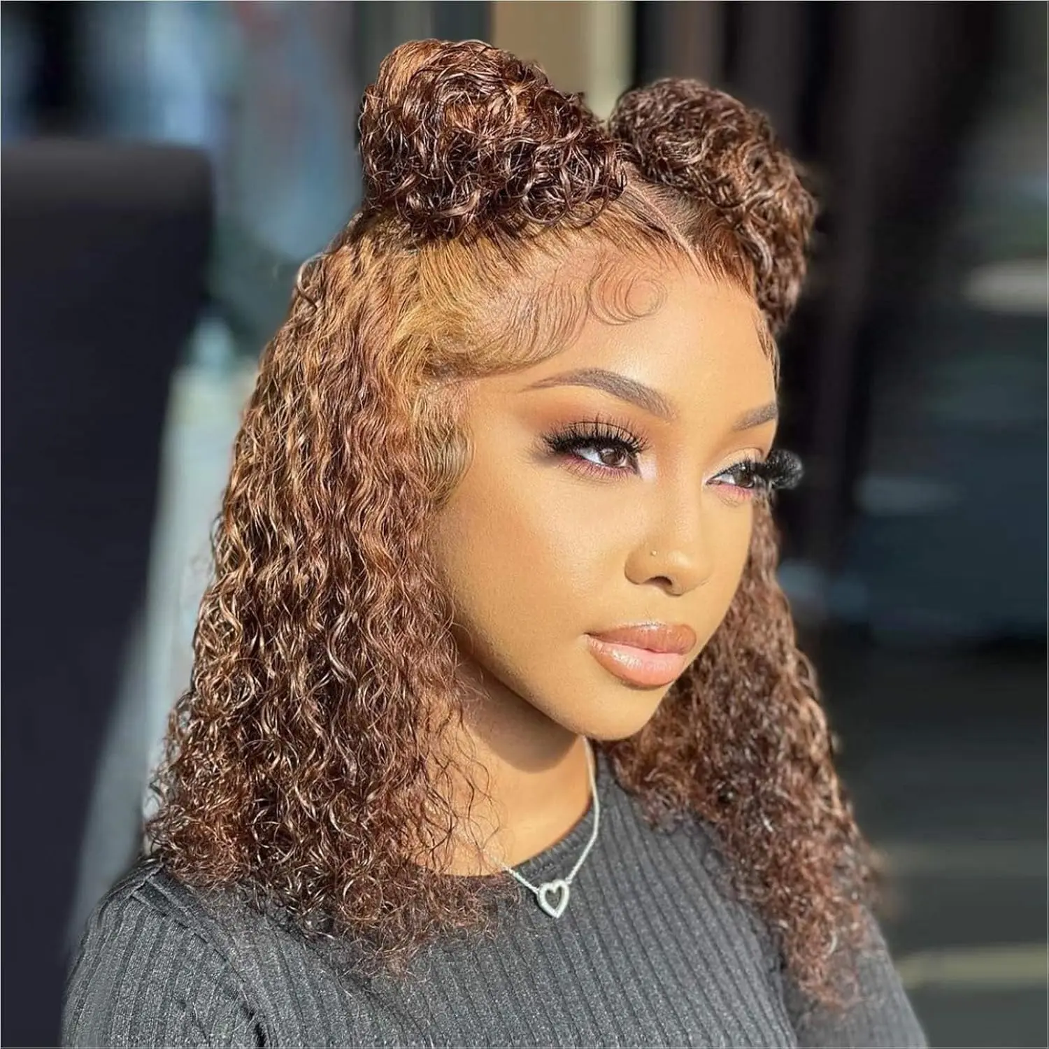 【 GK 】Curly Bob Wig Human Hair 180 Density Highlight 13x4 Short Bob Wig Human Hair 4/27# Pre Plucked HD Lace Frontal Wet and Wavy Honey Blonde Deep Wave Colored Wigs Glueless 14inch