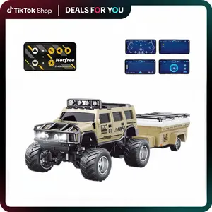 Hotfree 1/64 Mini RC Monster Truck with Trailer, 2.4GHz Remote Control & 3 Speed Modes, All-Terrain Off-Road Vehicle, USB-C Rechargeable, Indoor Outdoor Racing Toy, Perfect Christmas & Birthday Gift for Boys Kids Adults