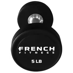 French Fitness Urethane Round Pro Style Dumbbell V2 5 lbs - Single (New)