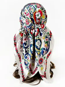 Women's Silk Scarf, Boho Style Scarf, Spring Summer New Design, 90cm Decorative Headscarf, Style Imitation Satin Square Shawl