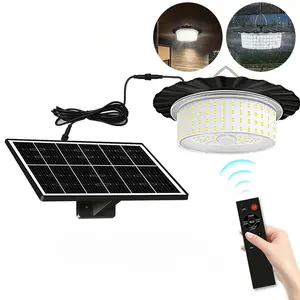 Solar Lights Outdoor Waterproof,244 LED Solar Shed Light Indoor Outdoor with Remote Control,Timer, Solar Pendant Light 5 Modes,Solar Powered Barn Lights for Chicken Coop,Gazebo,Garage,Shop