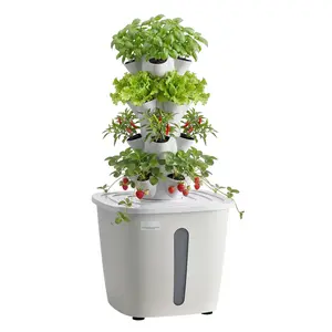 Hydroponic Tower Garden Kit With 20 Pods, 4 Tiers, Vertical Indoor Hydroponics Growing System, 20L Water Tank And Pump, Germination Planter For Herbs, Fruits, Vegetables, Easy Assembly, Space Saving