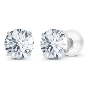 2.00 CTW AGI Certified Lab-Grown Diamond Stud Earrings in Solid 14K Gold - G Color, VS Clarity