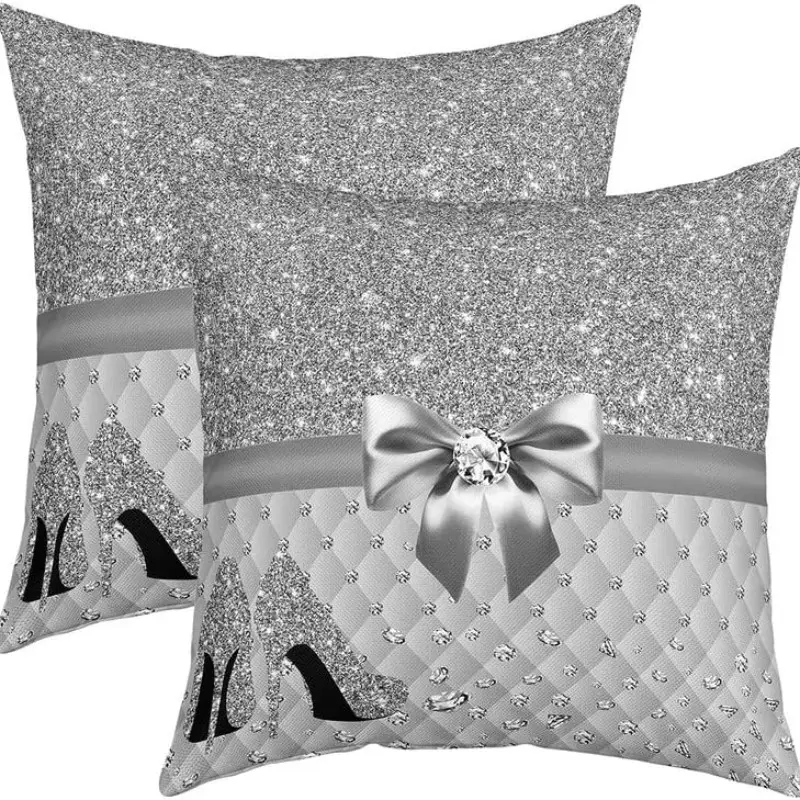 Bow High Heel Pattern Pillow Cover Set, 45x45cm Decorative Cushion Case with Hidden Zipper, Indoor Outdoor Use, Cushion Covers