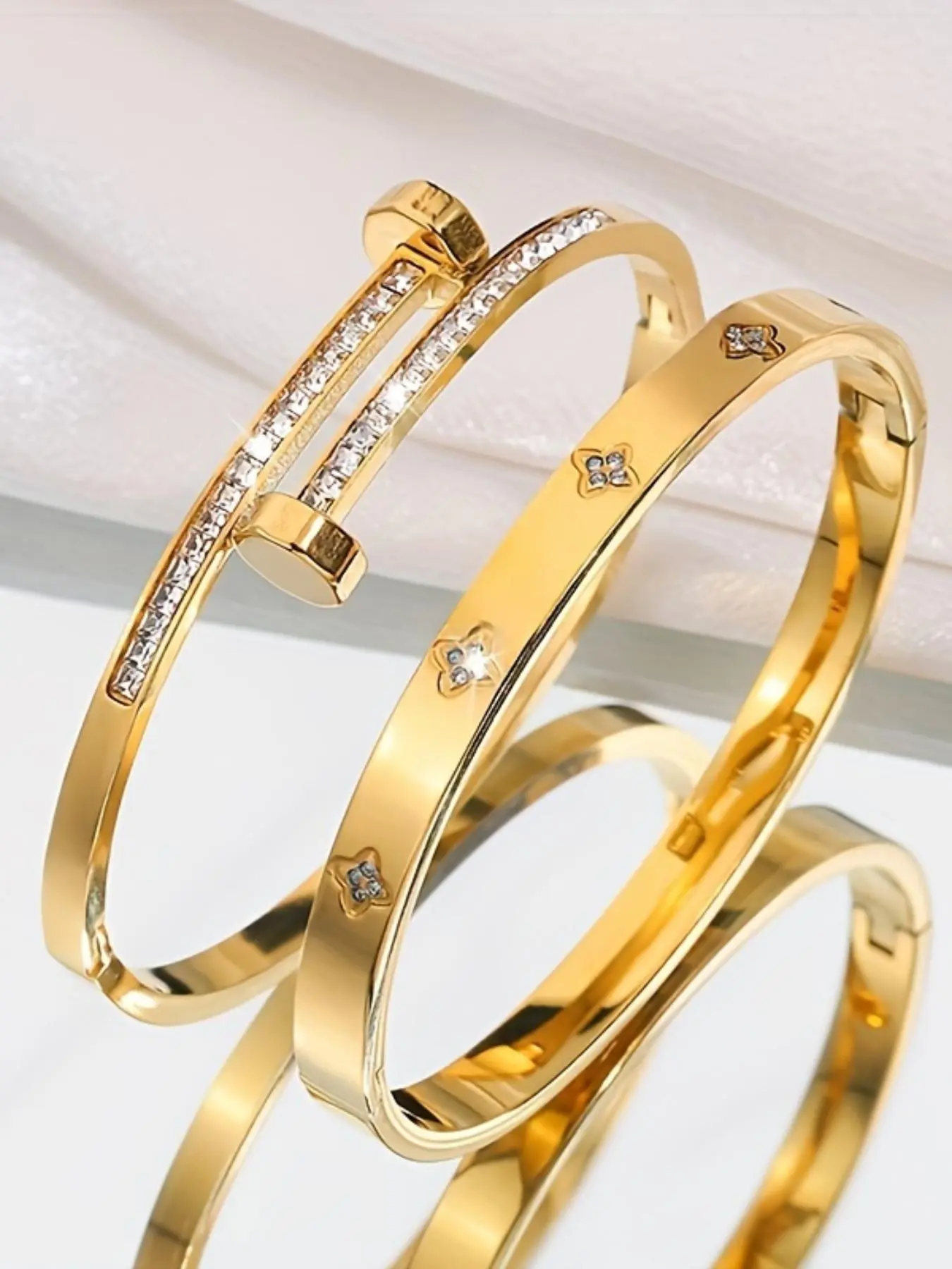 Elegant Luxury Bracelet Combination, Bangle Bracelet Set, Fashionable Bracelet Style, Fashionable Jewelry for Women & Men, Trendy All-match & Exquisite Jewelry for Birthday Gift, Stackable Bracelets, Stacking Bangles, Bangles Set