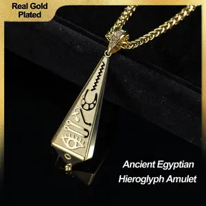 Holylegend 14K Real Gold Plated Ancient Egyptian Hieroglyph Amulet Necklace – Lucky Charm Protection Jewelry for Men and Women