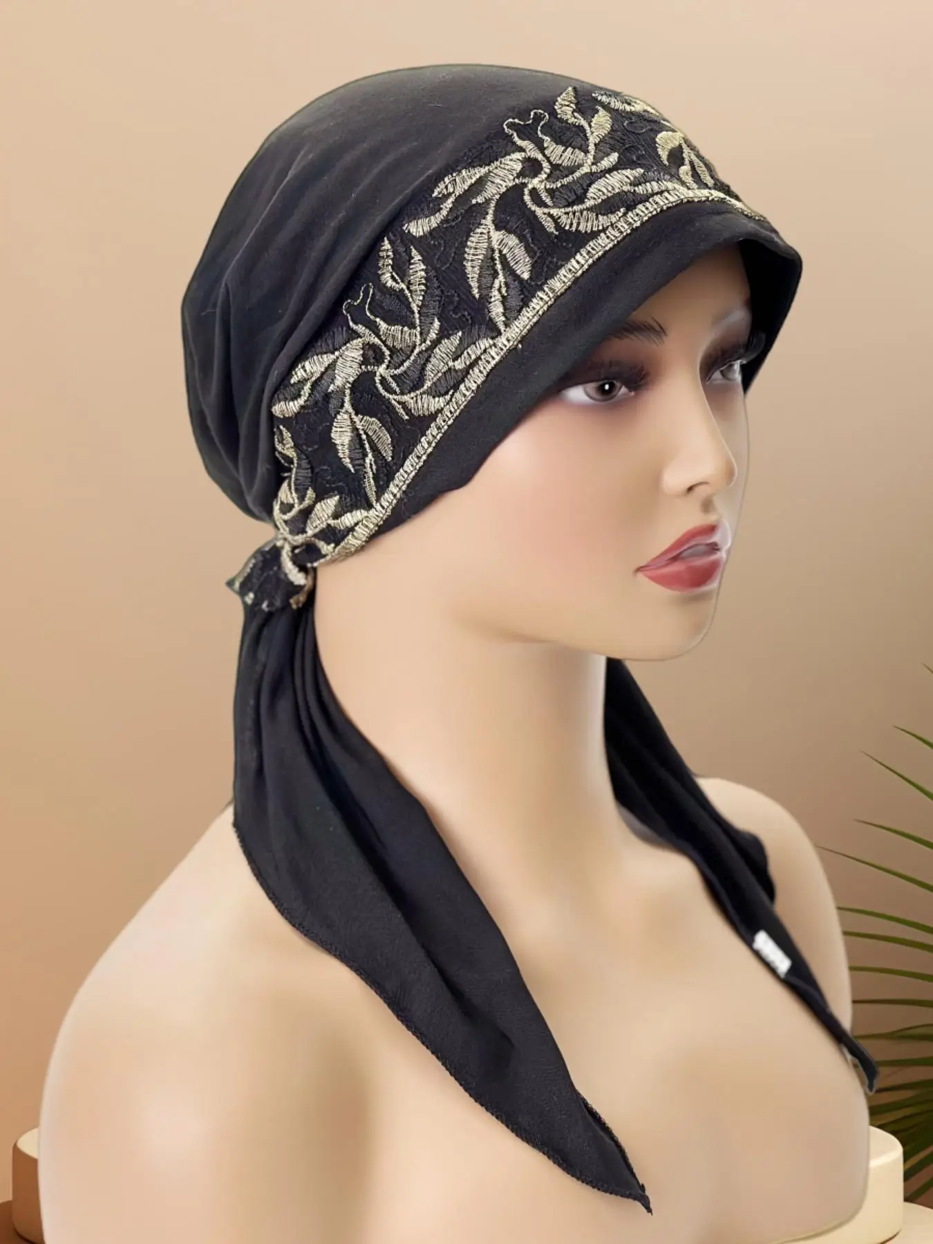Leaf Embroidering Design Instant Hijab, Modest Head Wrap for Women & Girls, Fashion Hair Accessories for Daily Wear, Instant Hijabs