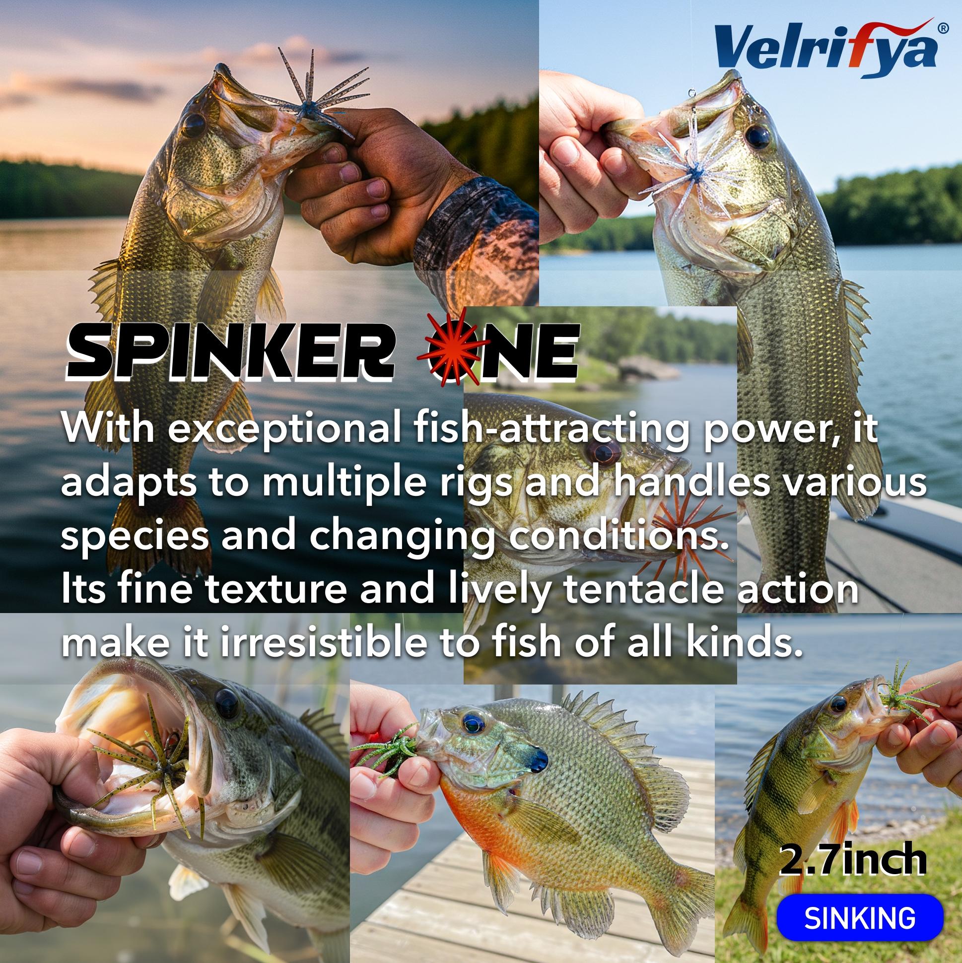 Tentacle Creature Lure, Japanese Style Soft Plastic Baits for Bass Fishing - for Drop Shot, Wacky Rig/Neko Rig and Finesse, Slow Sinking, Soft Bait by Velrifya