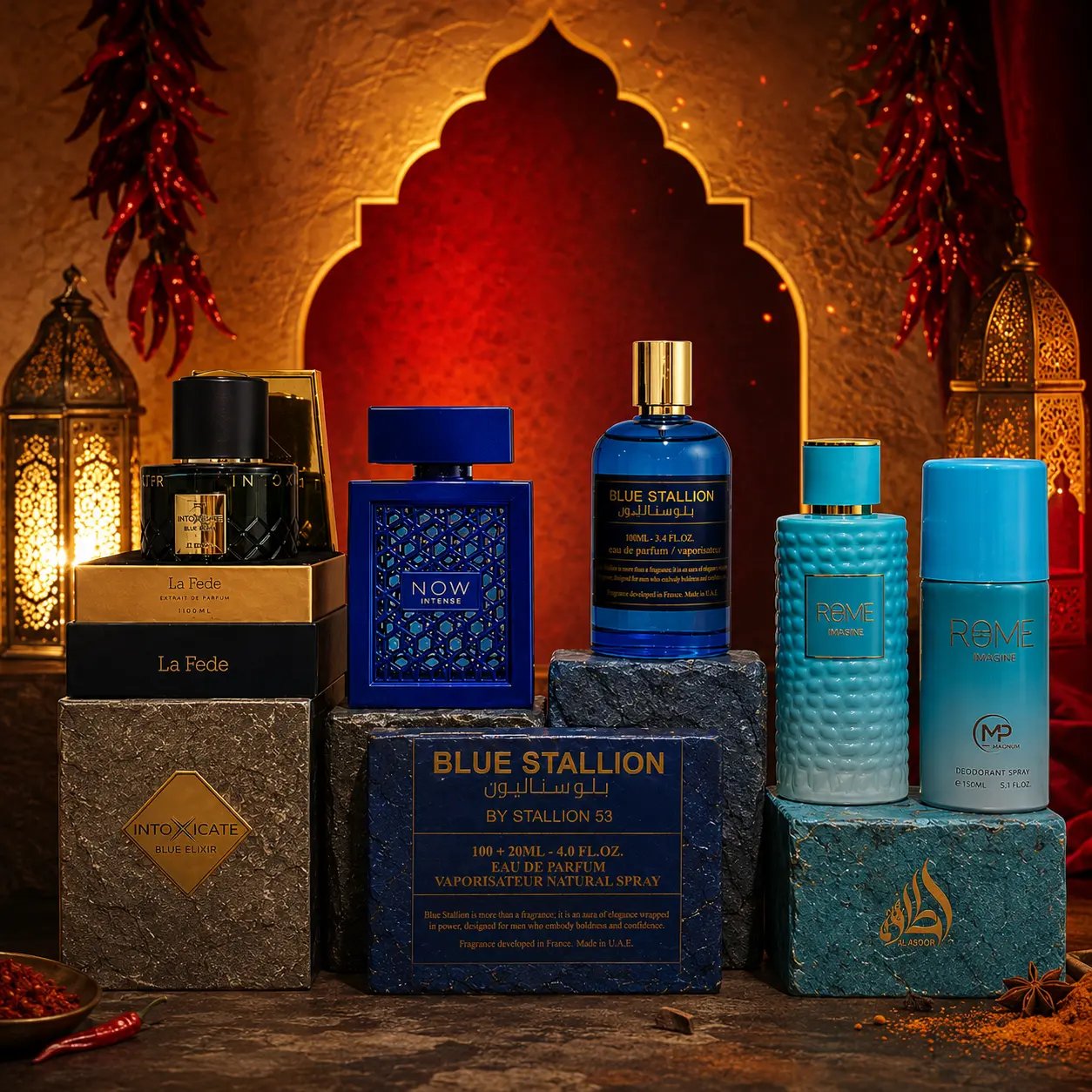 Habibi Bundle | Rave Now Intense + Blue Stallion + La Fede Intoxicate + Rome Imagine Set | Eau De Parfum | 100 ML | Citrus - Floral & Spicy Notes