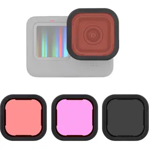 3-Pack Lens Filter for GoPro Hero 12 11 10 9 Black, (ND16, Light Red, Magenta) Neutral Density Color Correction Diving Filter Lens Protector for Go Pro Hero 9/10/11/12 Accessories