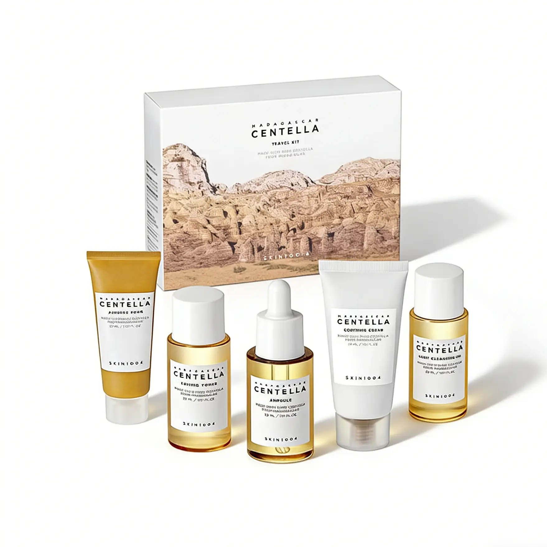 SKIN1004 Madagascar Centella Travel Skincare Set - Gentle Moisturizer, Deep Cleansing Foam, Soothing Cream Kit