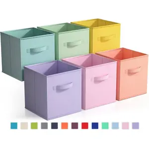 Storage Cube Bins - Pastel Variety Pack (Set of 6) Boxes Organiser Boxes Organiser Shelf Laundry Room Basket Collapsible